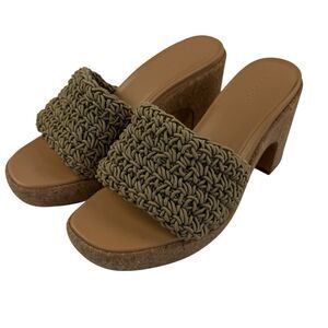 Vince Nicki Crochet Cork Platform Sandals Shoes Women Size 10 Sand Tan Bohemian